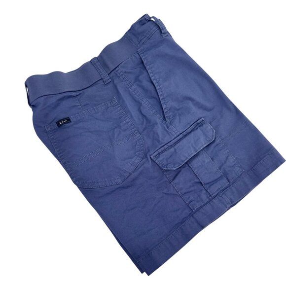 Lee Women SZ 4M Cargo Mid Rise Short -Dusty Blue Comfy Waistband - Picture 2 of 12